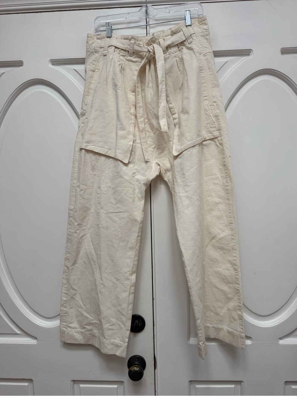 Free People Sky Rider Cream Drawstring Waist Pants M NWT